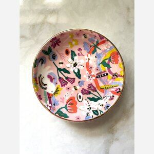 Hand Painted Butterfly Garden Porcelain Trinket Dish